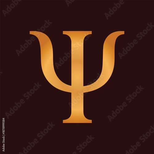 Golden color psi sign vector art illustration