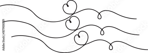 Wavy lines and swirls in black on white background