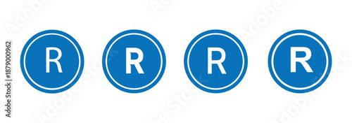 Registered trademark symbol pattern, multiple R in circle, intellectual property branding, legal registration mark, vector seamless icon set for commercial use