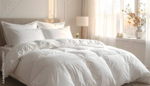 A pristine white duvet creating a comfortable bed for a peaceful sleep