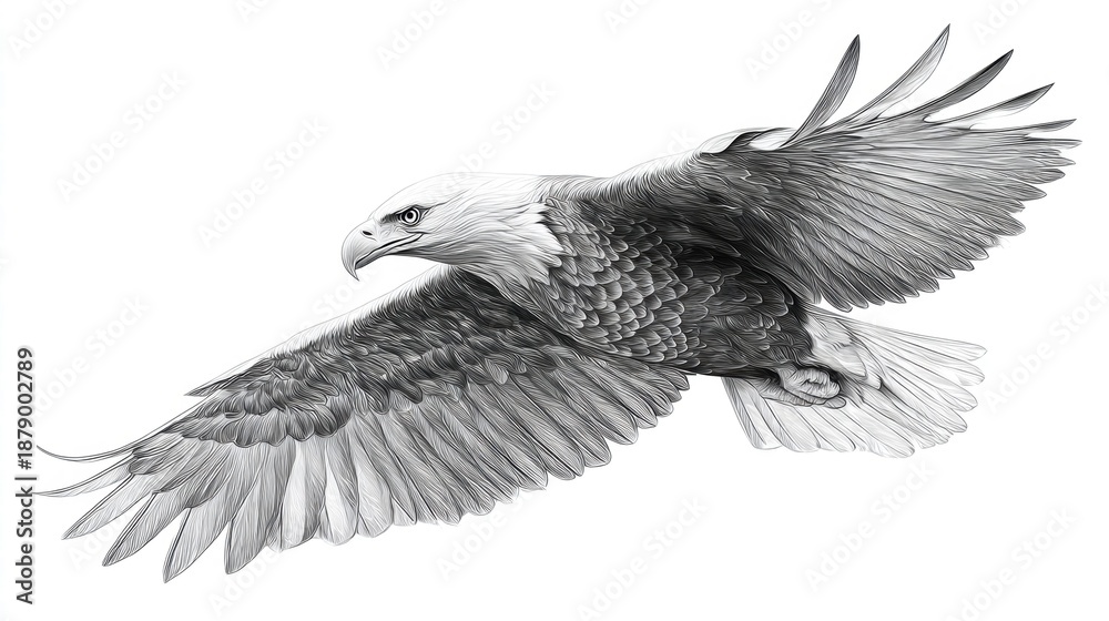 Naklejka premium Bald Eagle in Flight