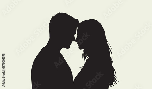 A striking silhouette depicts a tender moment between a couple their heads closely aligned in a display of affection and intimacy