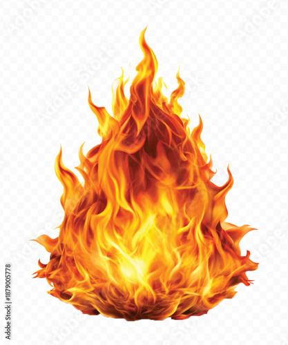 realistic 3d fire flame in curve style isolated on transparent background	
