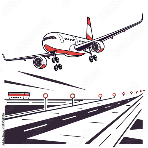 Airplane taking off from runway