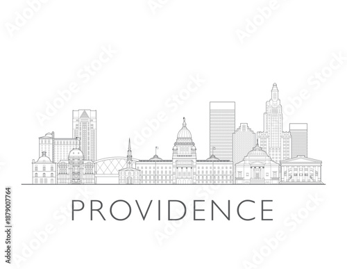 Photos Providence Rhode Island cityscape illustration skyline drawing