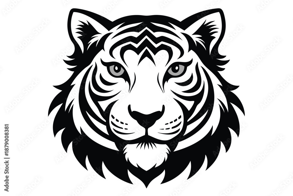 Fototapeta premium simple tiger head line art silhouette vector illustration