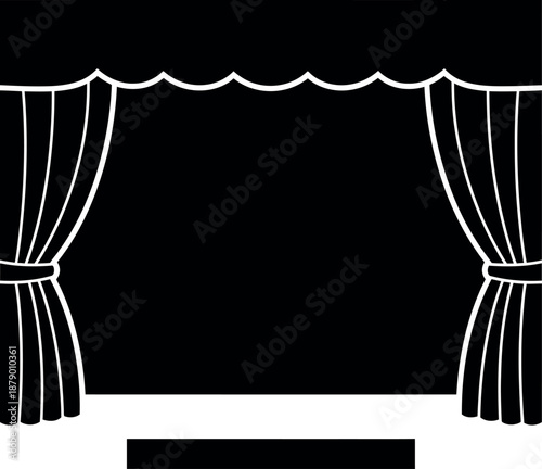 Theater stage with open curtains