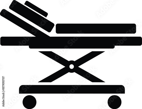 Hospital stretcher, ambulance stretcher or gurney icon illustration. 