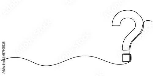 Question mark vector one line drawing illustration