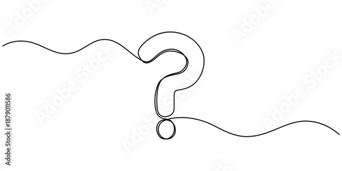 Question mark vector one line drawing illustration
