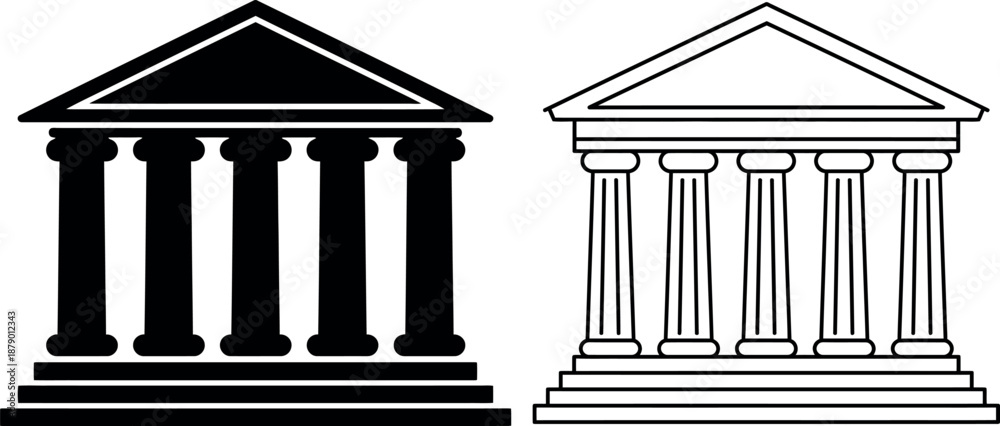 Fototapeta premium Building icon with classical columns