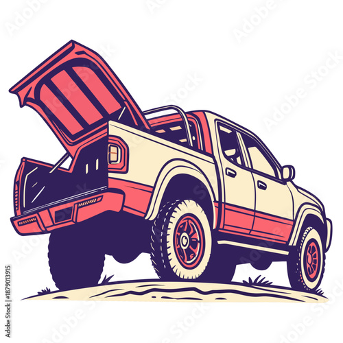 Illustrated off-road pickup truck