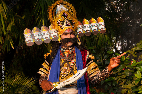 Photography Portrait of a Impressionist dressed as Raavan, India