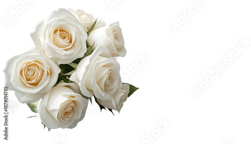 A bouquet of white roses on transparent background