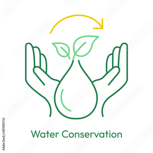 Water conservation and sustainable resource management icon with editable stroke.