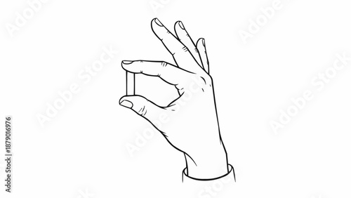 Hand holding a single capsule or pill for medical treatment.