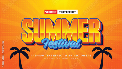 summer festival 3d editable text effect typography style template