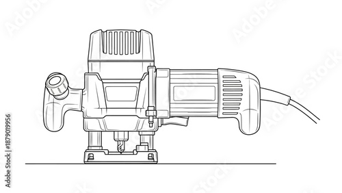 Palm Router for Woodworking Trimming and Shaping on Isolated White Background