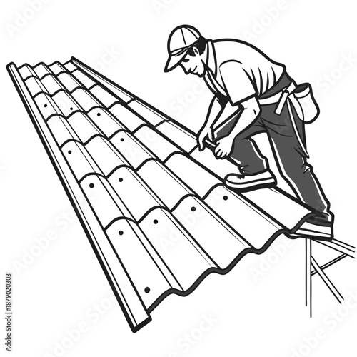 Roof repair worker