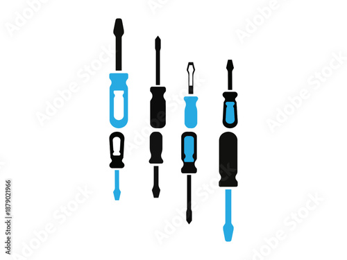A collection of stylized screwdriver icons.