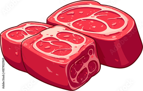 Raw beef steak isolated on white background realistic fresh meat illustration for butcher shop grocery packaging and restaurant menu design