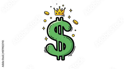 Green Dollar Sign with Golden Crown