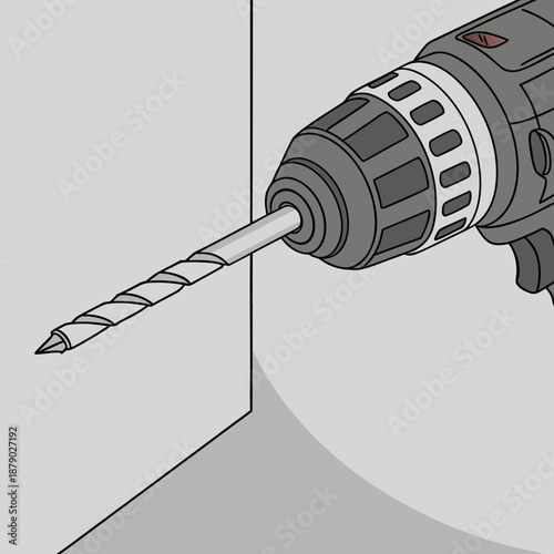 Electric drill in use