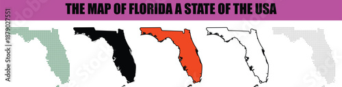 Silhouette, line art, dot, dotted, star art A comprehensive collection of diverse Florida maps showcasing various graphic styles including dotted solid and outline designs representing the United S.