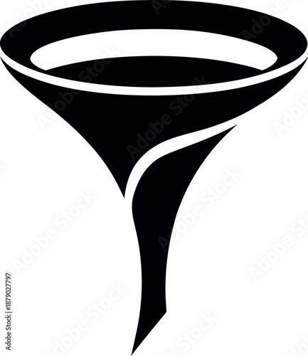 Stylized Funnel Icon with Bold Minimalist Design