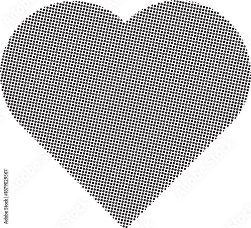 Black and White Halftone Heart Logo Graphic Design Element
