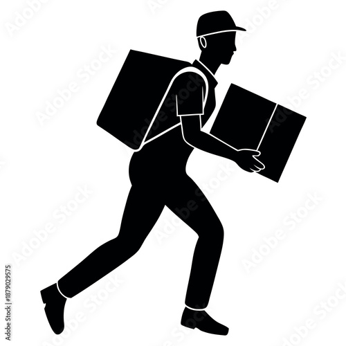 A delivering silhouette vector courier 