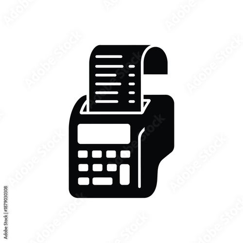 EDC payment machine with receipt paper silhouette vector illustration