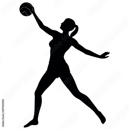 A volleyball silhouette vector sportswoman set 