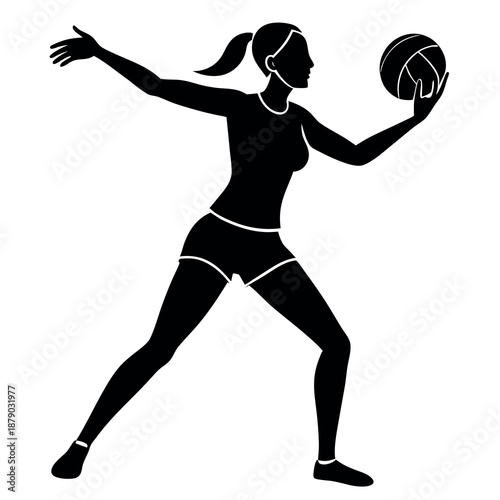 A volleyball silhouette vector sportswoman set 
