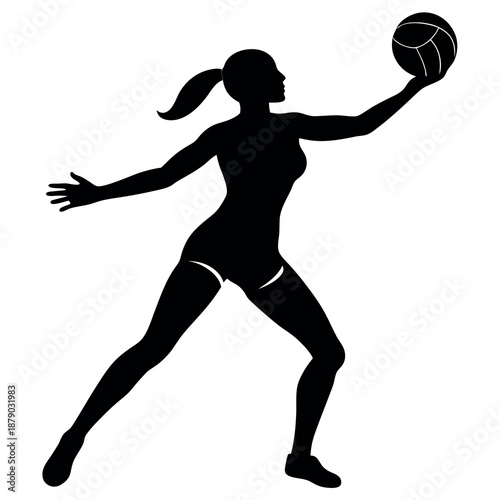 A volleyball silhouette vector sportswoman set 