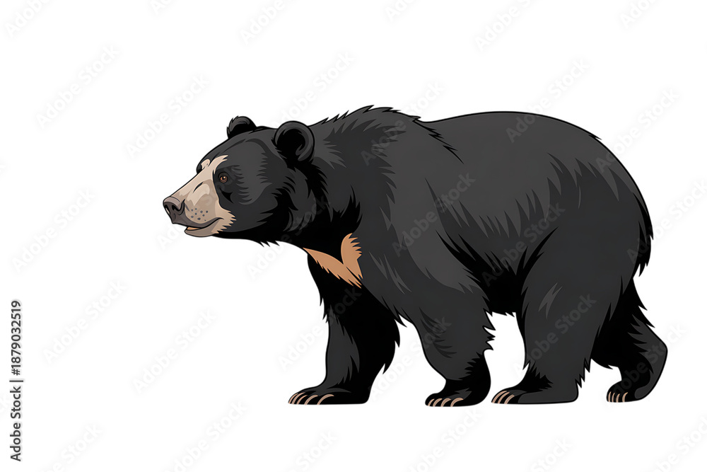Fototapeta premium Illustration of a sloth bear walking