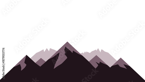 Majestic mountain range with dark peaks and light purple silhouette