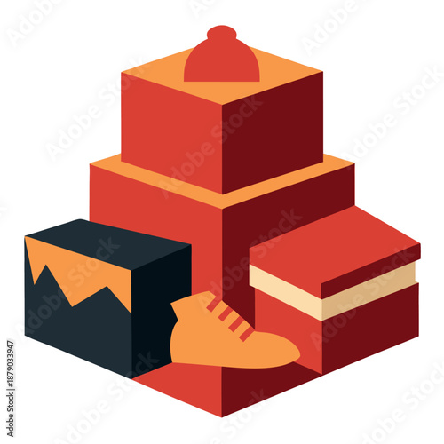 Cake box packaging box shoe box 3d box silhouette  