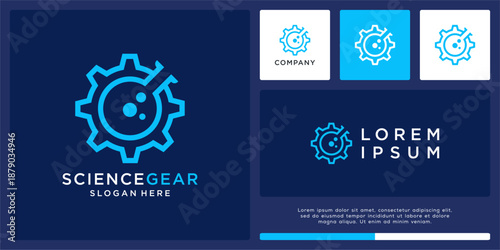 Science gear logo design template.