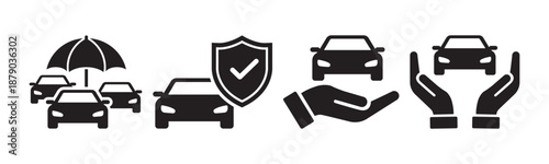 Automobile Car Insurance and Protection Shield with Hands Icon vector 