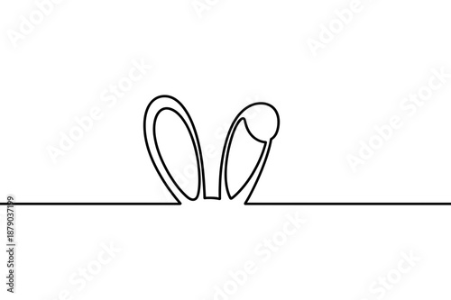 A minimalist vector graphic of rabbit ears peeking above a line