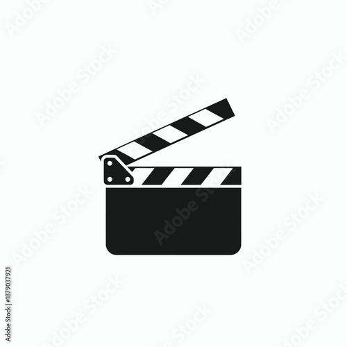 Vector illustration icon black and white clapper board icon for film and movie production