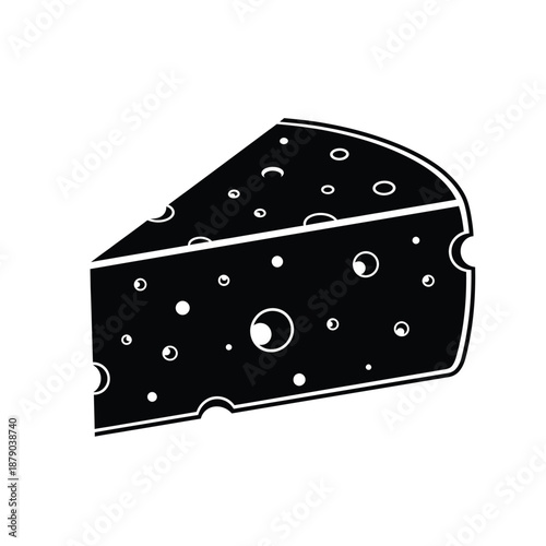 Vector illustration icon a black and white illustration of a wedge of cheese with holes