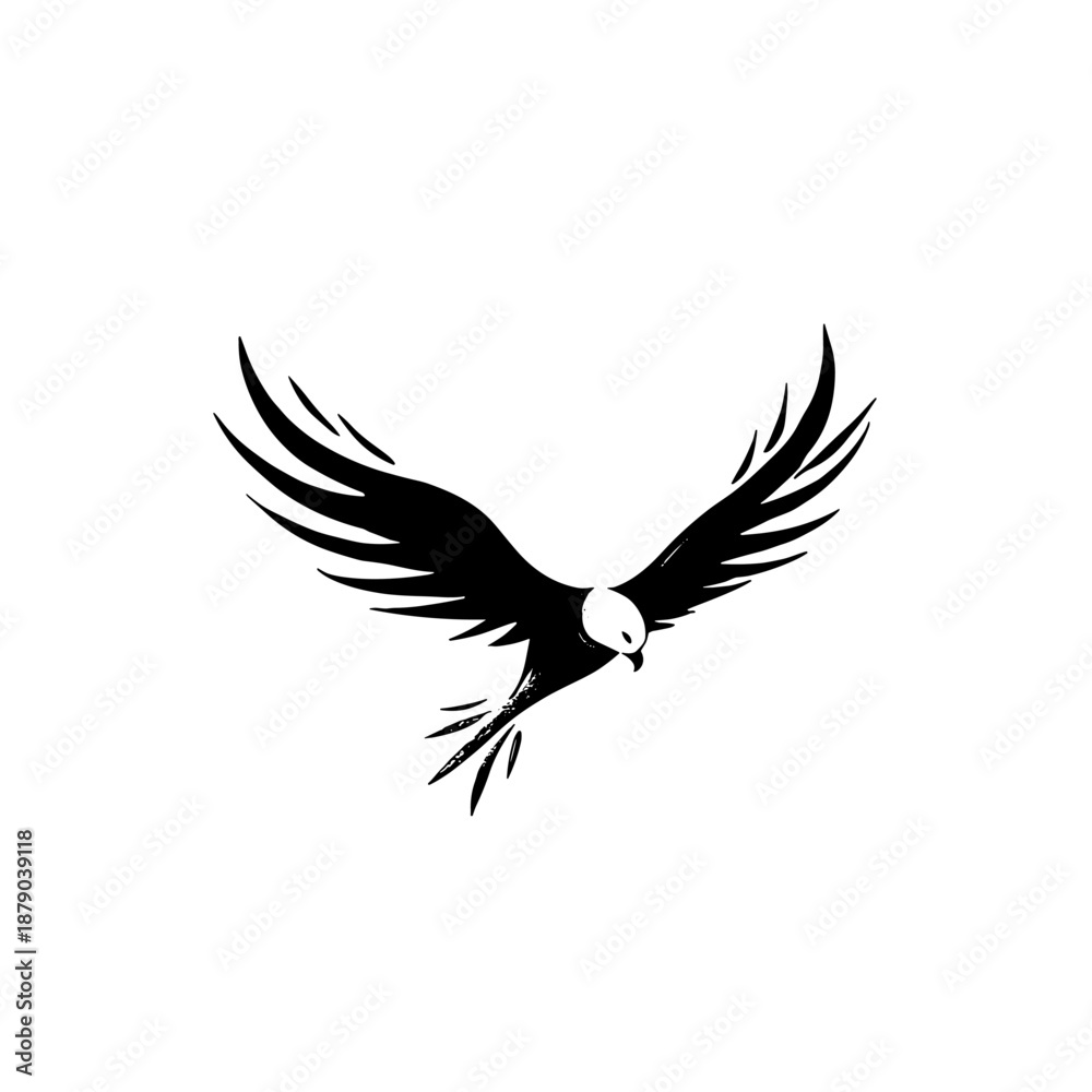 Obraz premium Buzzard. Buzzard simple black and white line art vector logo