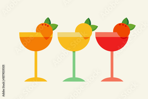 Margarita Glass Trio Classic Strawberry Mango