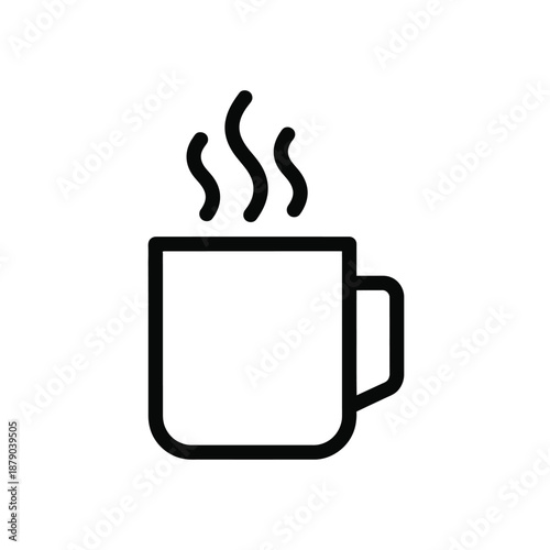 Vector illustration icon a simple line drawing of a steaming hot beverage cup icon in black