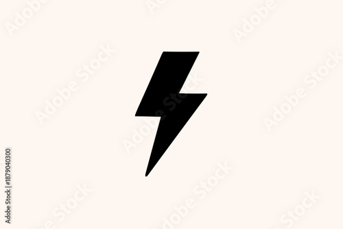 Electric Bolt: A sharp black lightning bolt against a pale backdrop symbolizes speed, energy, and sudden impact.