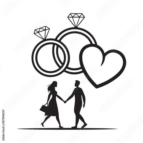Romantic Love Icon Silhouette.