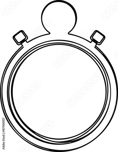 Simple outline of a circular object with a handle and two small projections