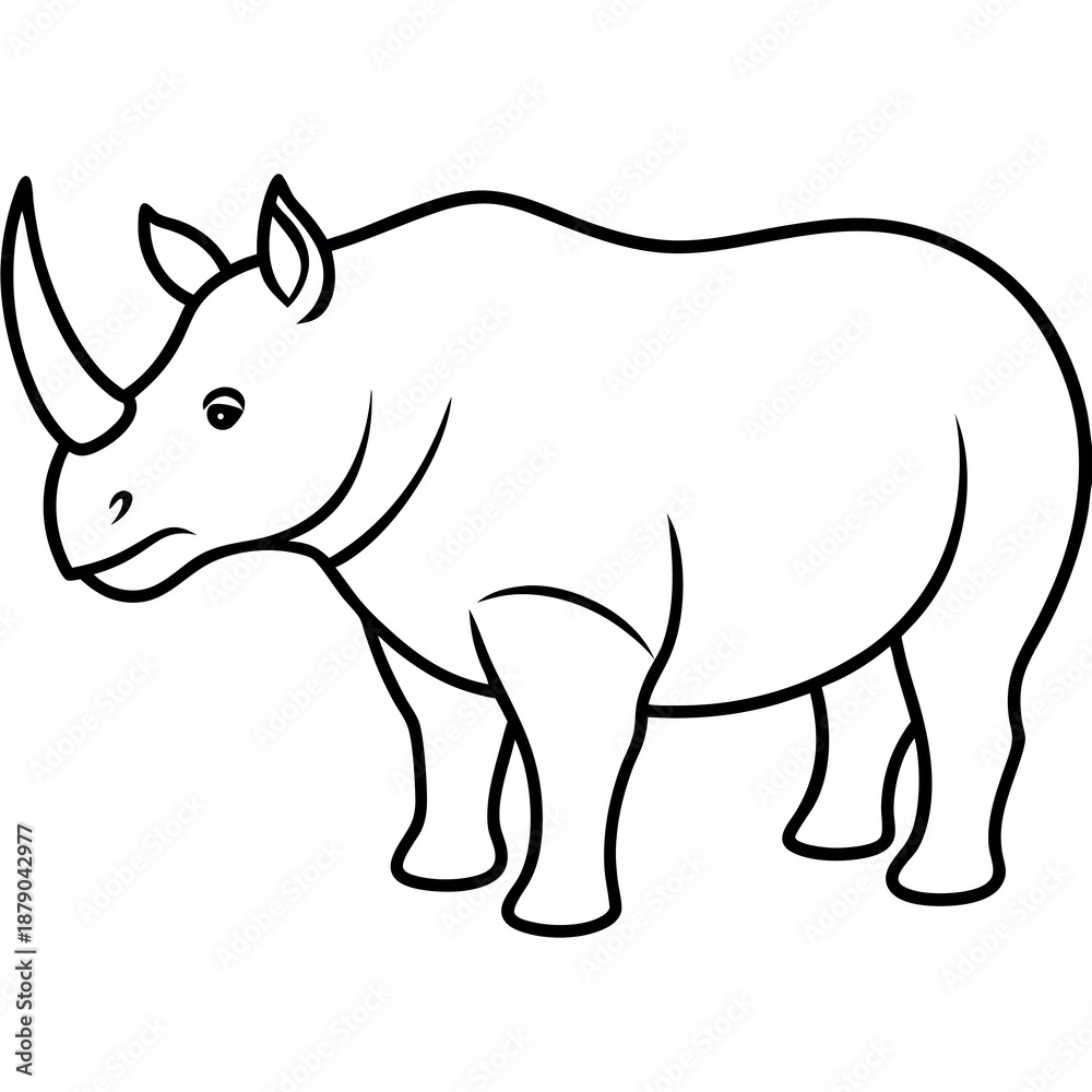 Fototapeta premium Rhinoceros outline vector illustration 